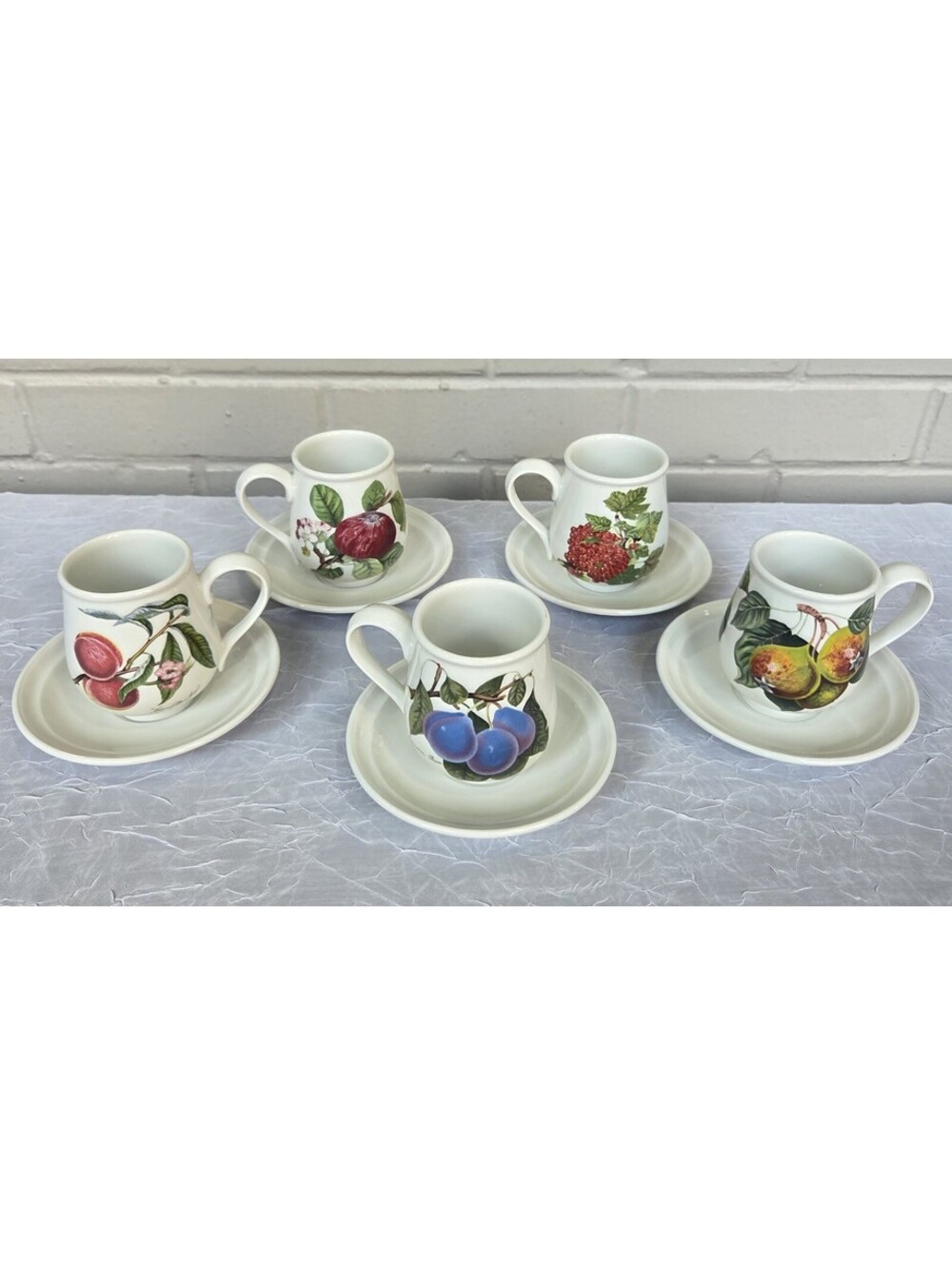 Portmeirion Pomona Set of 5 Espresso Coffee Cups & Saucers Made in England